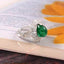 Elegant Emerald Cabochon Ring for Her with Moissanite Accents, Timeless Luxury Sparkle Jewelry