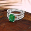 Lab Grown Emerald and Emerald Cut Moissanite Ring for Her, Elegant Bridal Jewelry