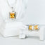 Radiant Cut Citrine Cubic Zirconia Pendant and Earrings Set for Her, Elegant Jewelry Gift