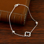 Elegant Moissanite Clover Bracelet for Her, Lucky Sparkling Jewelry Gift for Women