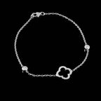 Elegant Moissanite Clover Bracelet for Her, Lucky Sparkling Jewelry Gift for Women