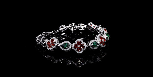 Multi Color Cubic Zirconia Clover Bracelet for Her, Lucky Elegant Sparkling Jewelry Gift Main Image