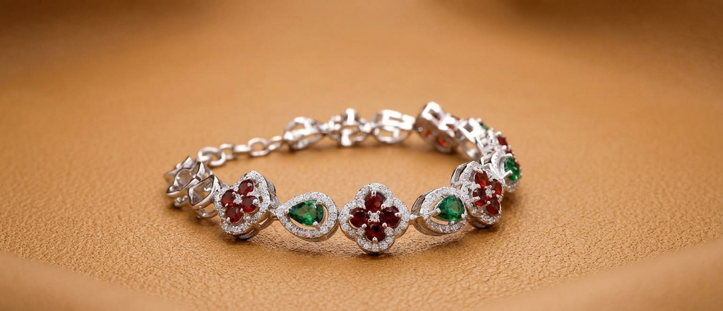 Multi Color Cubic Zirconia Clover Bracelet for Her, Lucky Elegant Sparkling Jewelry Gift