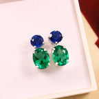 Elegant Changeable Tops Pair for Her with Emerald, Blue Sapphire and Cubic Zirconia Sparkle