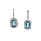 Natural Blue Topaz and Moissanite Earrings for Her, Elegant Sparkling Gemstone Jewelry
