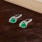 Lab Grown Emerald Heart Shape Earrings for Her, Romantic Elegant Gemstone Jewelry Gift