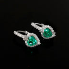 Lab Grown Emerald Heart Shape Earrings for Her, Romantic Elegant Gemstone Jewelry Gift