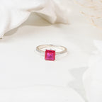 Radiant Princess Cut Natural Ruby Ring in Sterling Silver – Timeless Elegance, Brilliant Craftsmanship, and Everyday Luxury for Every Occasion