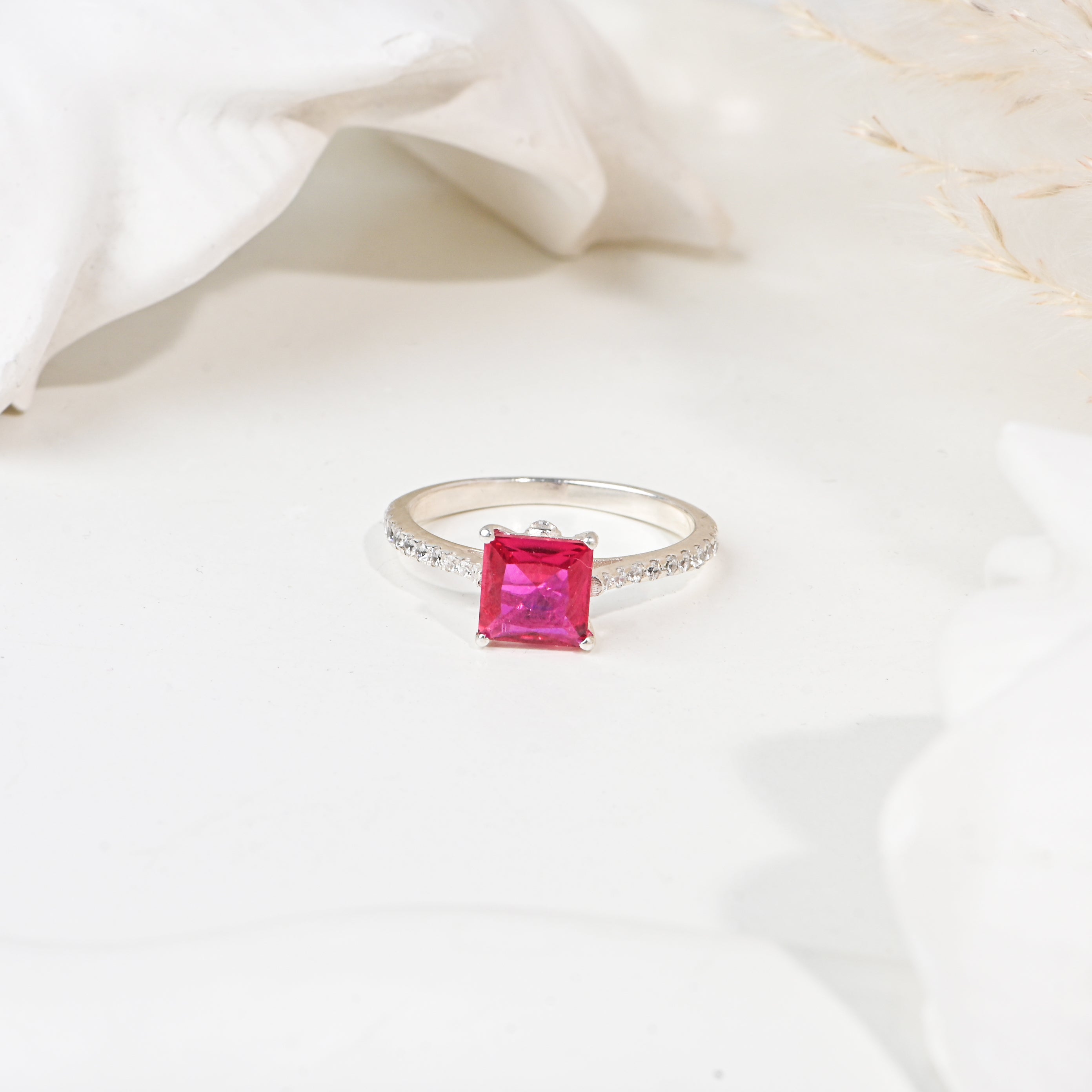 Radiant Princess Cut Natural Ruby Ring in Sterling Silver – Timeless Elegance, Brilliant Craftsmanship, and Everyday Luxury for Every Occasion
