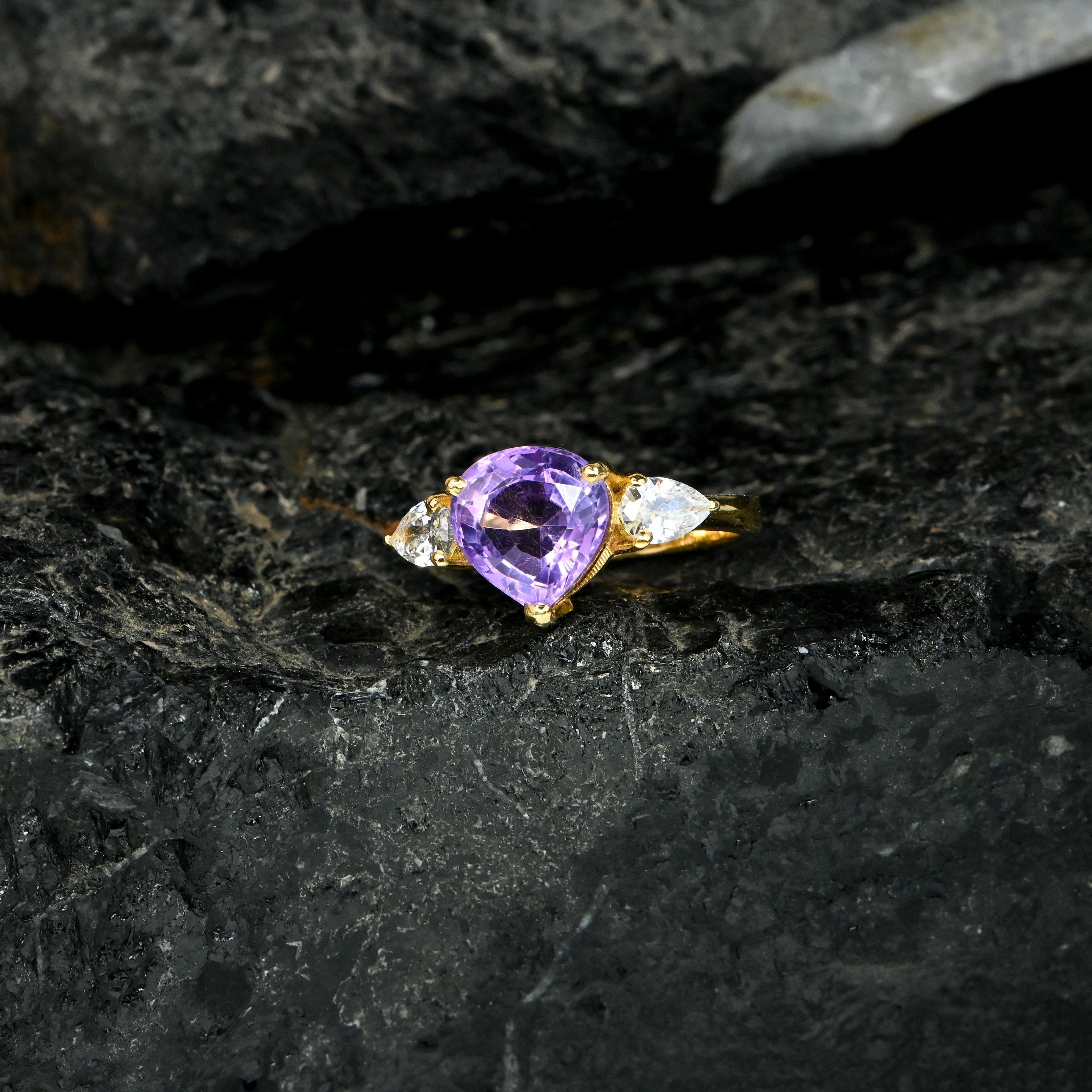 Elegant Pear Cut Natural Amethyst Ring in Sterling Silver – Timeless Purple Brilliance Crafted for Everyday Luxury and Grace
