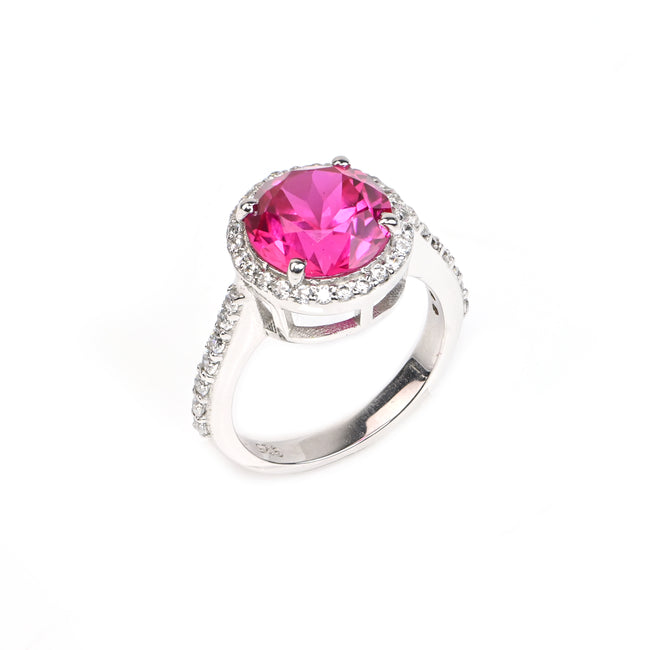 Elegant Round Cut Natural Ruby Ring in Sterling Silver – Timeless Beauty, Radiant Sparkle, Handcrafted Luxury for Every Occasion and Style Main Image
