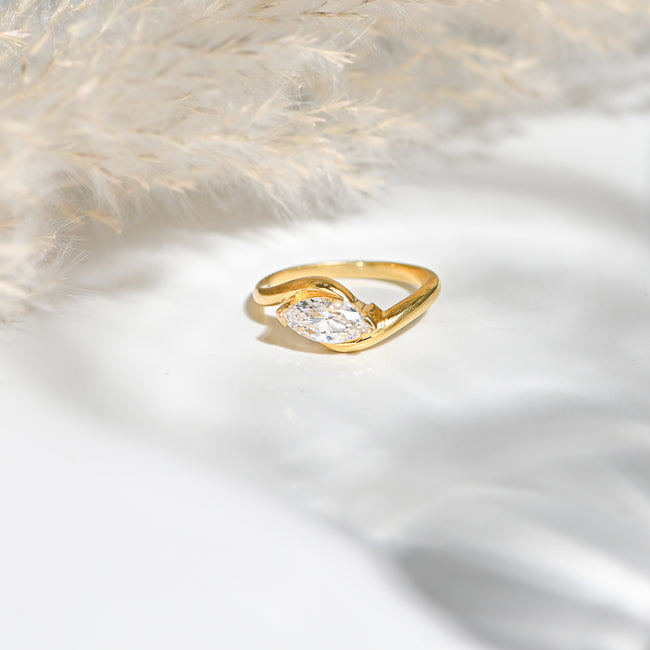 Elegant Marquise Cut Moissanite Ring in Sterling Silver – Timeless Sparkle, Graceful Design, Luxury Craftsmanship for Every Special Occasion Hover Image