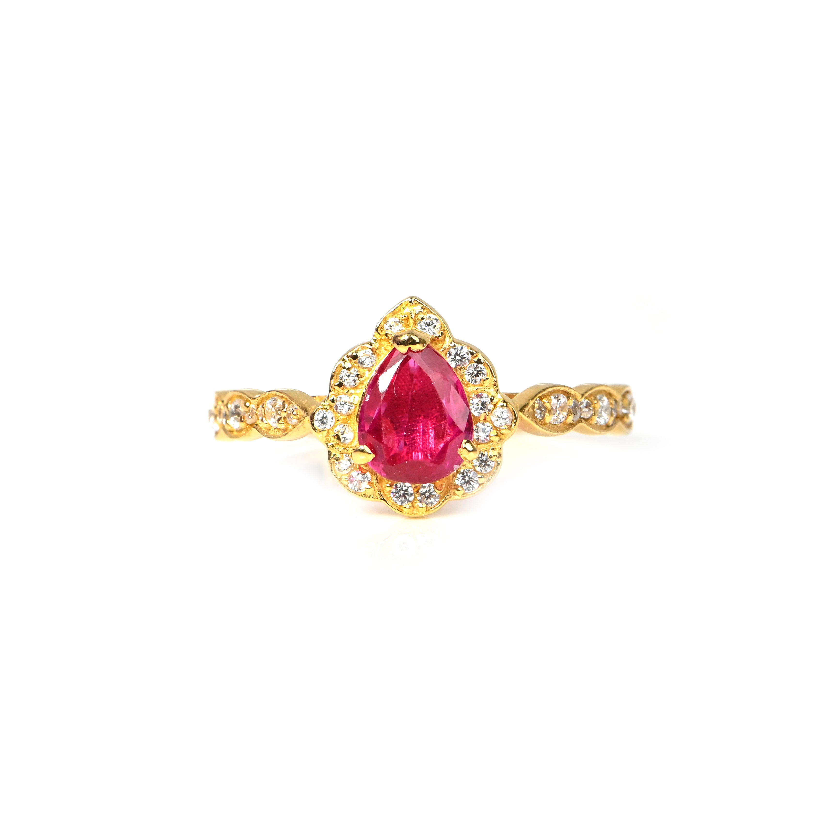 Radiate timeless elegance with this Natural Pear Cut Ruby Ring in Sterling Silver, crafted to capture beauty, passion, and sophistication.