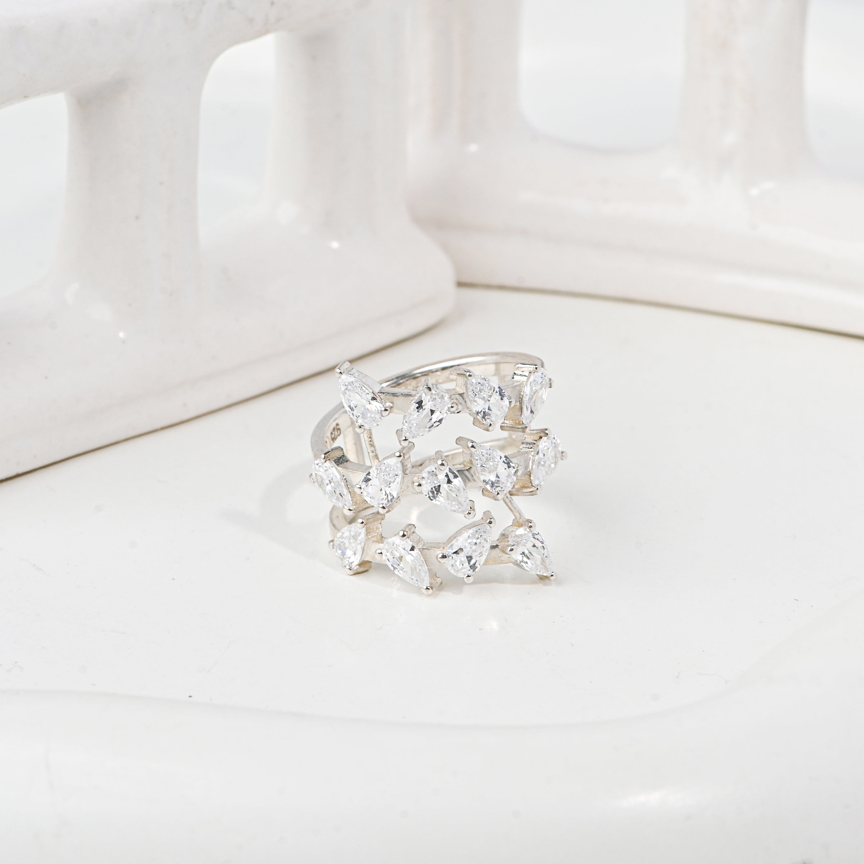 Elegant Pear Cut Moissanite Ring in Sterling Silver — Timeless Sparkle, Delicate Luxury, Crafted for Everyday Grace and Brilliance ✨