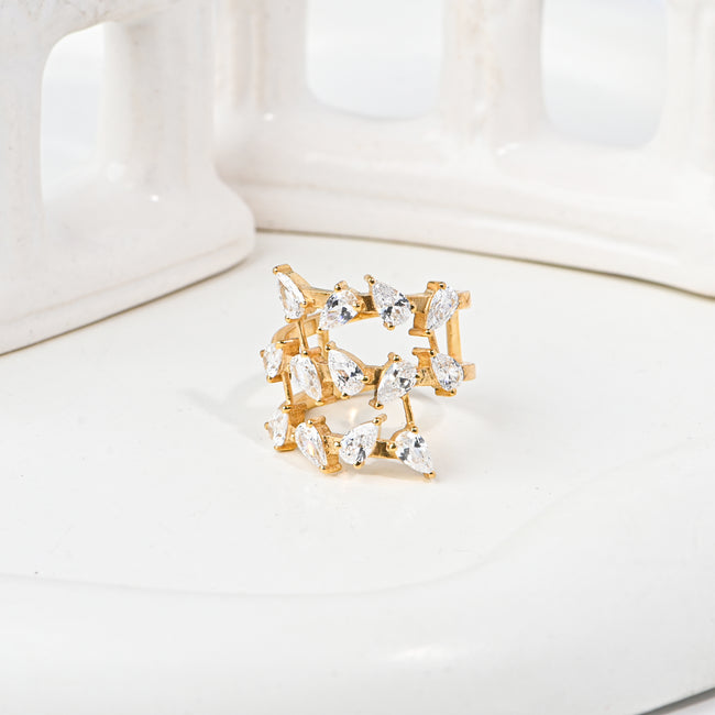 Elegant Pear Cut Moissanite Ring in Sterling Silver — Timeless Sparkle, Delicate Luxury, Crafted for Everyday Grace and Brilliance ✨ Hover Image