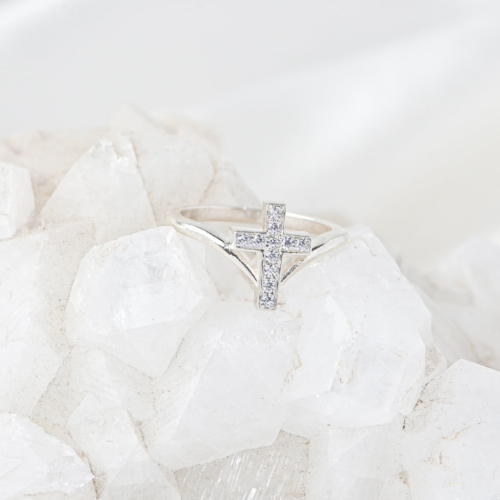 Radiant Jedgus Cross Moissanite Ring in Sterling Silver — Faith Inspired Elegance with Timeless Sparkle, Luxury, Grace, and Brilliance