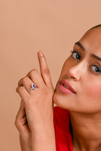 Elegant Pear Cut Amethyst Ring in Sterling Silver – Handmade Vintage Purple Gemstone Jewelry for Women