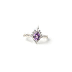 Elegant Pear Cut Amethyst Ring in Sterling Silver – Handmade Vintage Purple Gemstone Jewelry for Women