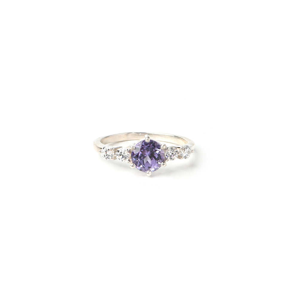 Luxury Round Cut Alexandrite Ring in Sterling Silver – Elegant Handmade Statement Jewelry for Women Everyday Wear