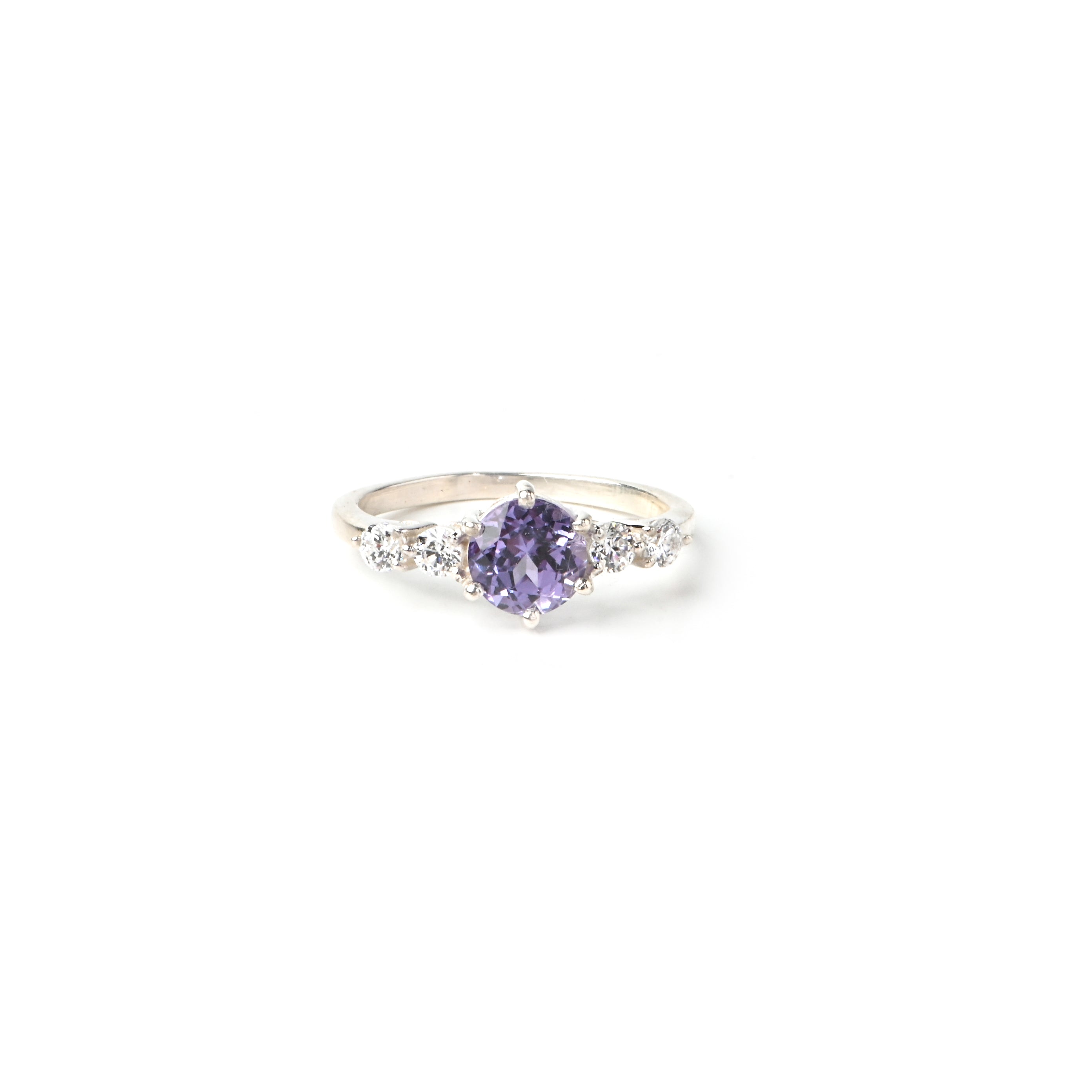 Luxury Round Cut Alexandrite Ring in Sterling Silver – Elegant Handmade Statement Jewelry for Women Everyday Wear