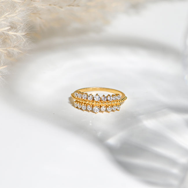 Luxury Round Cut Moissanite Ring in Sterling Silver – Brilliant Sparkle, Elegant Design, Timeless Fine Jewelry Hover Image