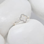 Luxury Clover Moissanite Round Cut Sterling Silver Ring – Brilliant Sparkle, Elegant Design, Timeless Gift for Women