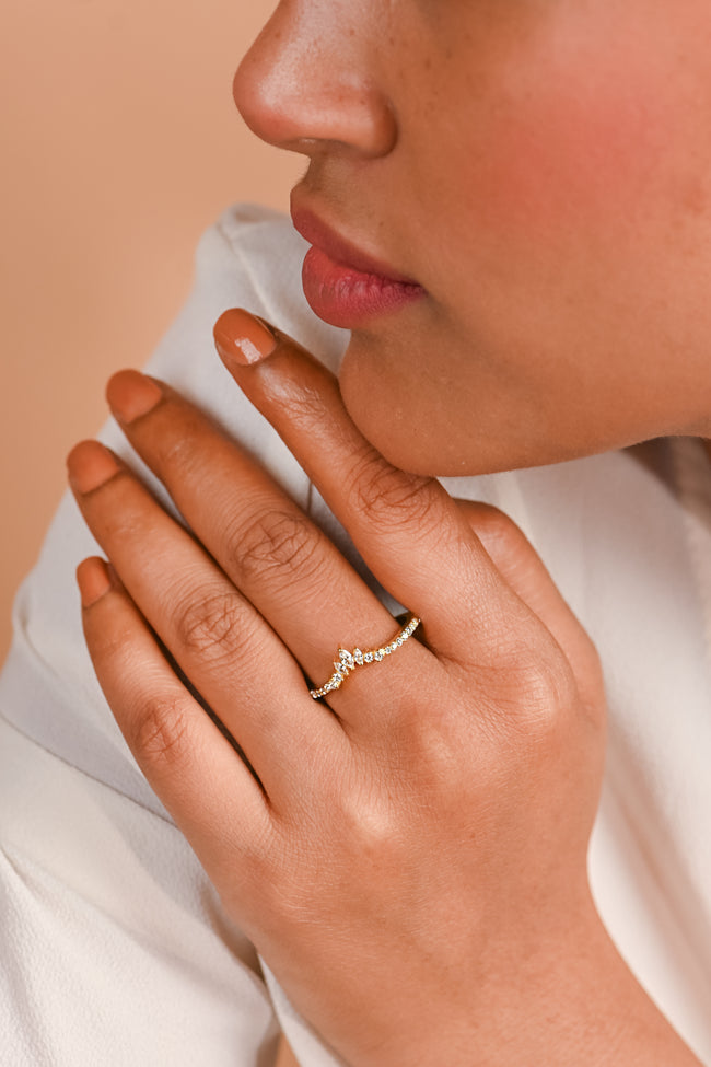 Luxury Moissanite Marquise and Round Band Ring in Sterling Silver for Women Wedding Jewelry Main Image