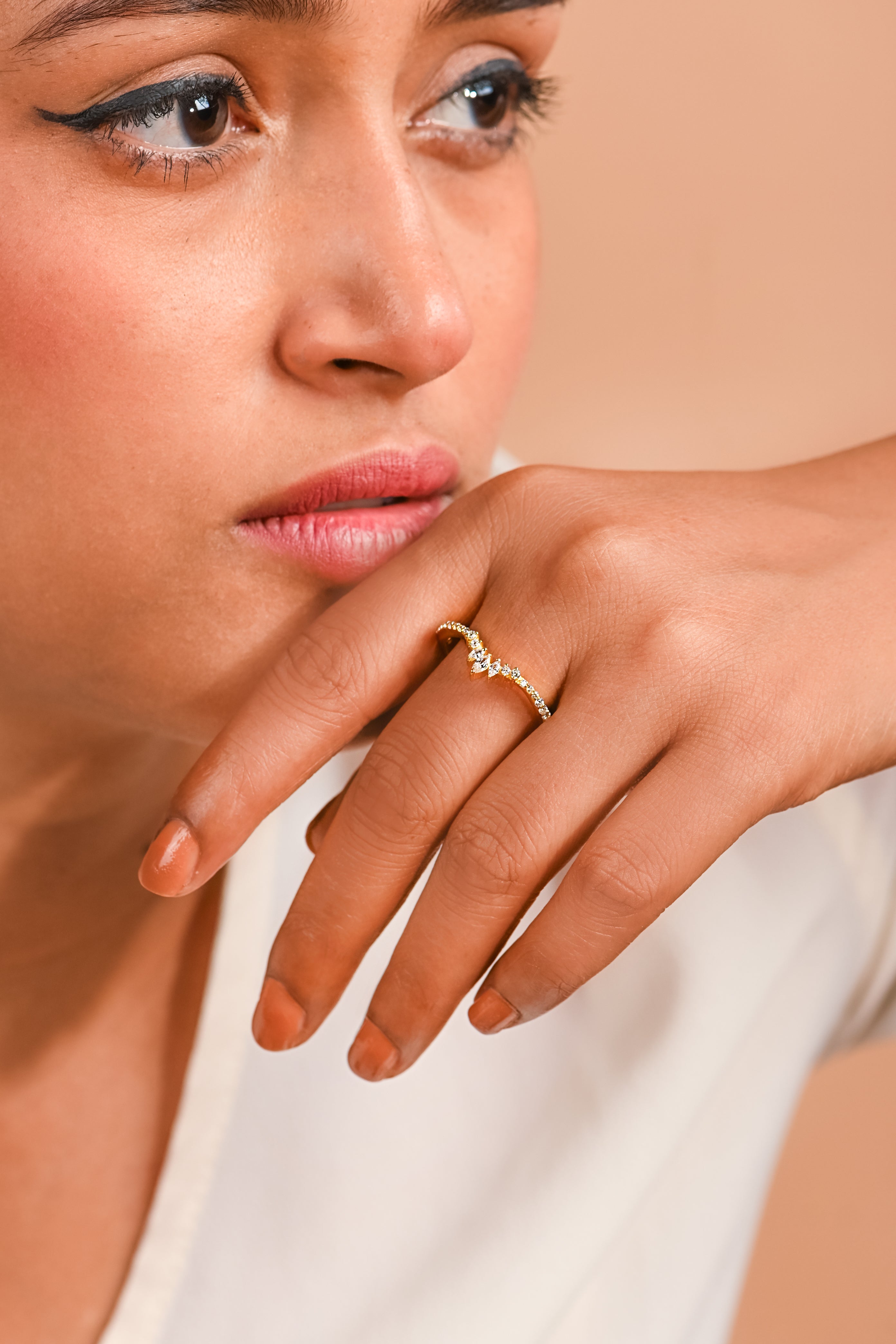 Luxury Moissanite Marquise and Round Band Ring in Sterling Silver for Women Wedding Jewelry
