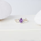 Elegant Pear Cut Natural Amethyst Ring in Sterling Silver – Timeless Purple Brilliance Crafted for Everyday Luxury and Grace