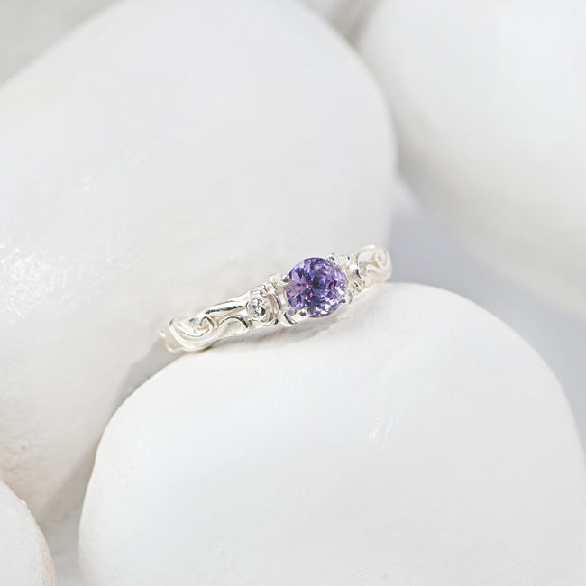 Elegant Round Cut Alexandrite Ring in Sterling Silver – Timeless Sparkle, Luxury Jewelry for Every Occasion Hover Image