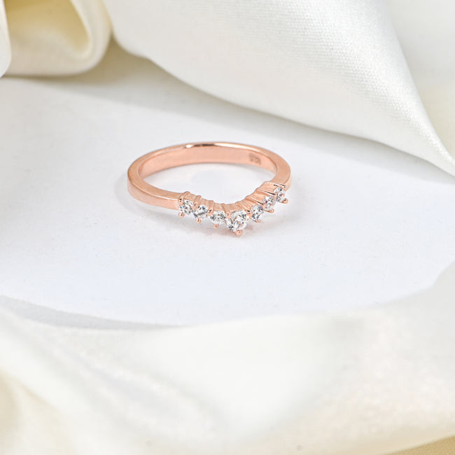Elegant Round Cut Moissanite Band Ring in Sterling Silver for Timeless Luxury and Everyday Sparkling Style Hover Image