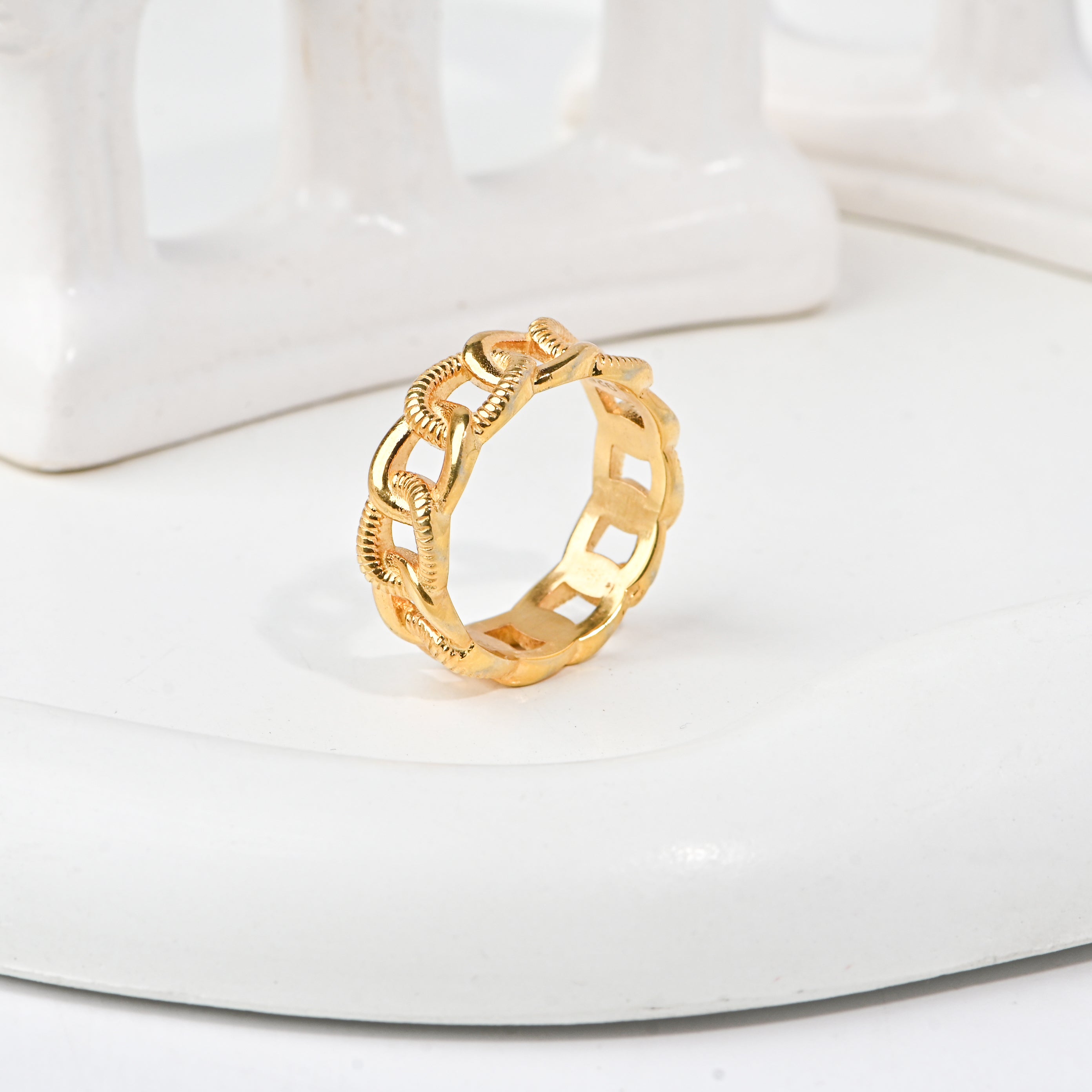 Elegant Unisex Women’s Sterling Silver Gold Plated Band Ring – Timeless Minimalist Luxury Everyday Jewelry