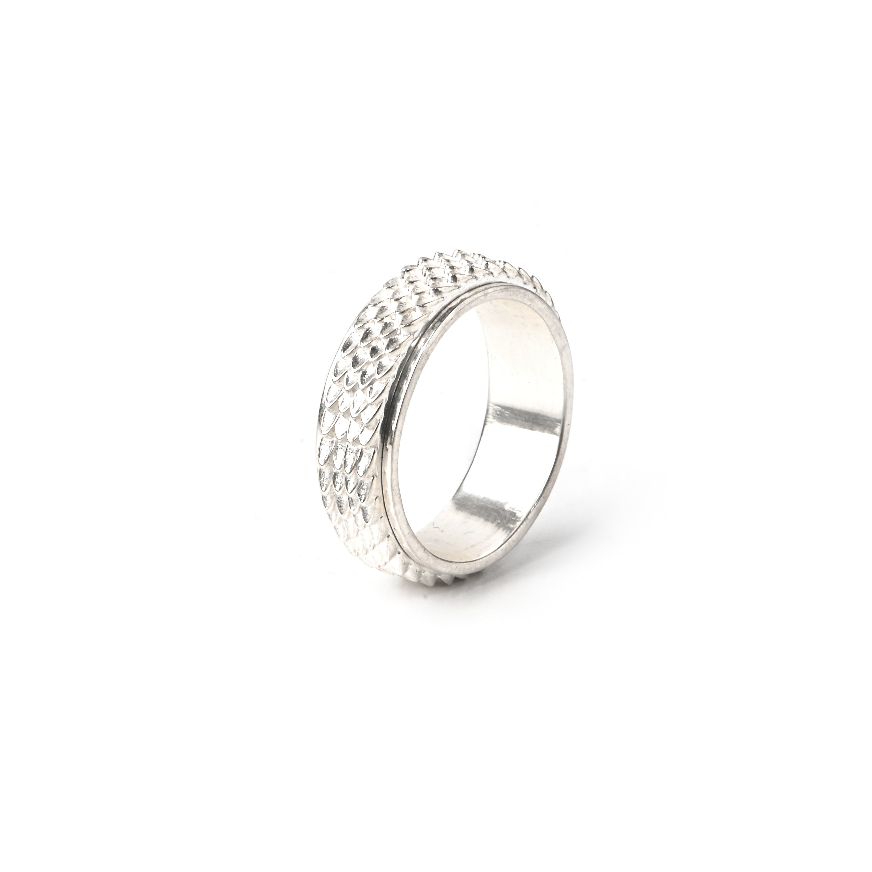 Dragon Skin Spinner Band Ring for Men and Women, Gothic Fidget Jewelry, Stainless Steel Statement Wedding Band