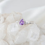 Elegant Pear Cut Alexandrite Ring in Sterling Silver for Women, Vintage Inspired Statement Jewelry