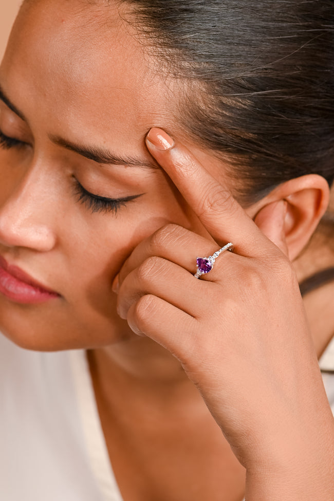 Elegant Pear Cut Alexandrite Ring in Sterling Silver for Women, Vintage Inspired Statement Jewelry Main Image