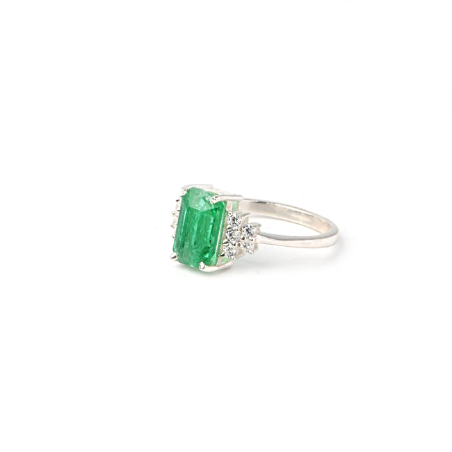 Elegant Emerald Cut Lab-Grown Diamond Ring in Sterling Silver for Timeless Luxury and Everyday Sparkling Elegance Main Image