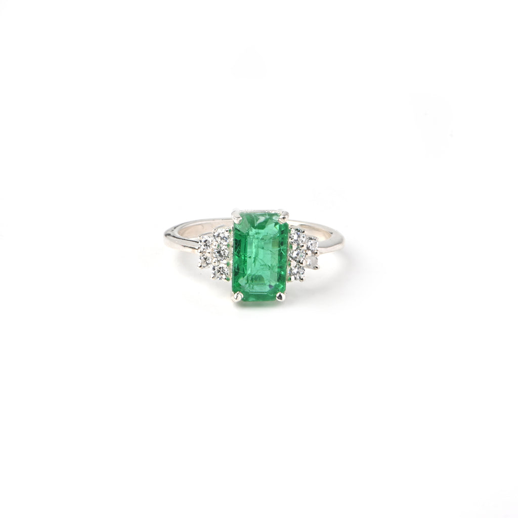 Elegant Emerald Cut Lab-Grown Diamond Ring in Sterling Silver for Timeless Luxury and Everyday Sparkling Elegance