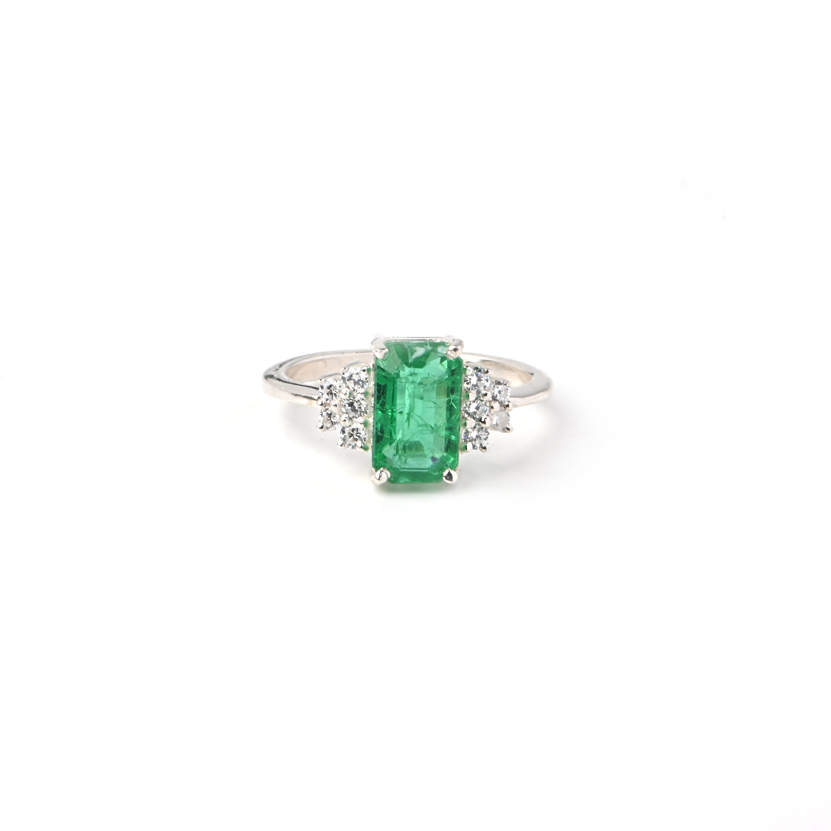 Elegant Emerald Cut Lab-Grown Diamond Ring in Sterling Silver for Timeless Luxury and Everyday Sparkling Elegance
