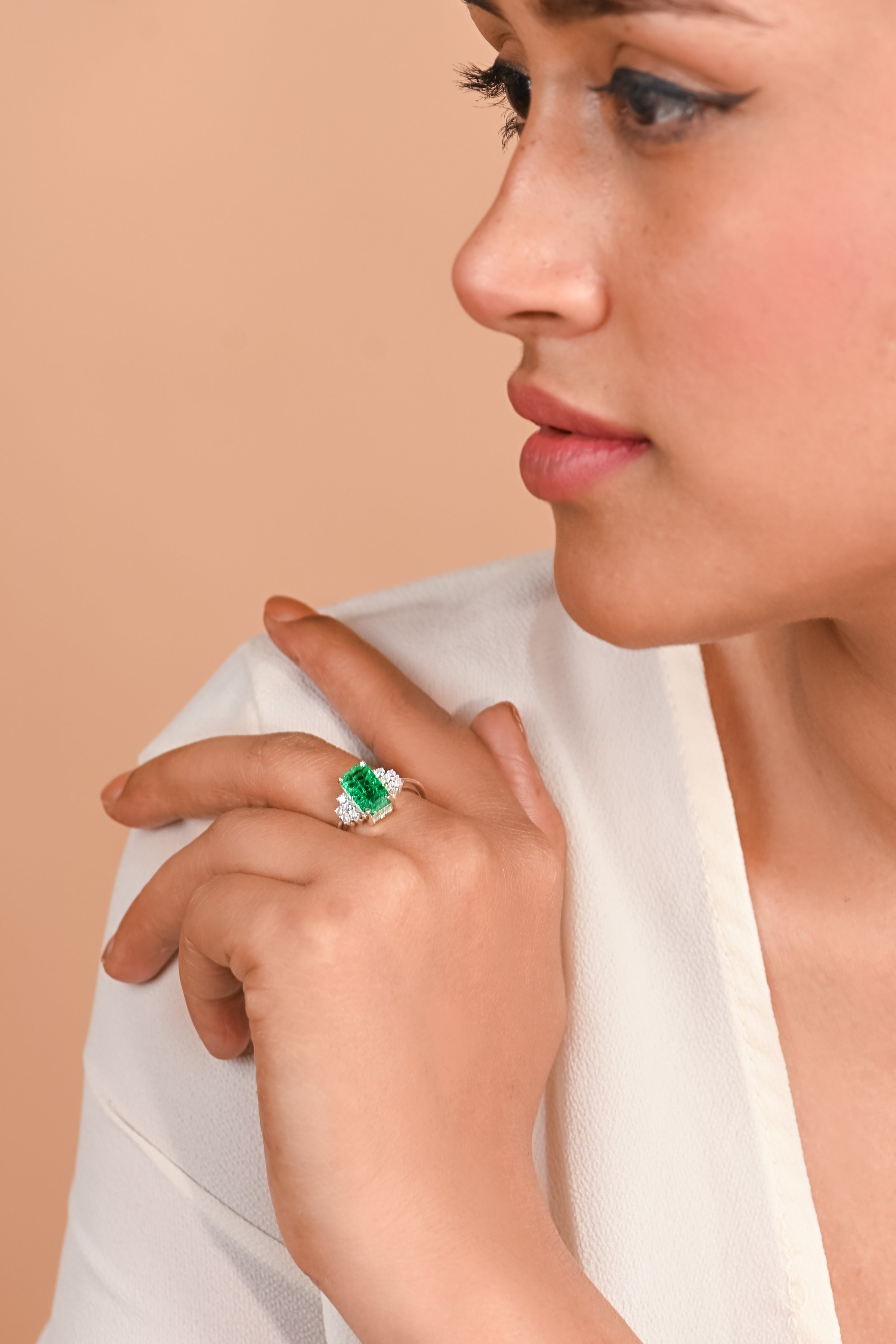 Elegant Emerald Cut Lab-Grown Diamond Ring in Sterling Silver for Timeless Luxury and Everyday Sparkling Elegance