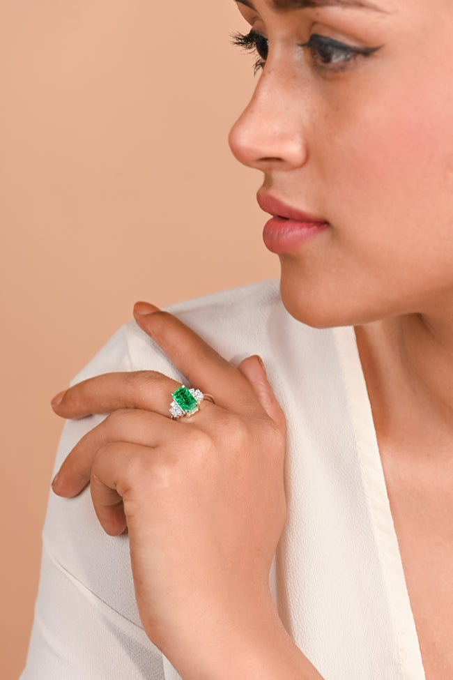 Elegant Emerald Cut Lab-Grown Diamond Ring in Sterling Silver for Timeless Luxury and Everyday Sparkling Elegance Main Image