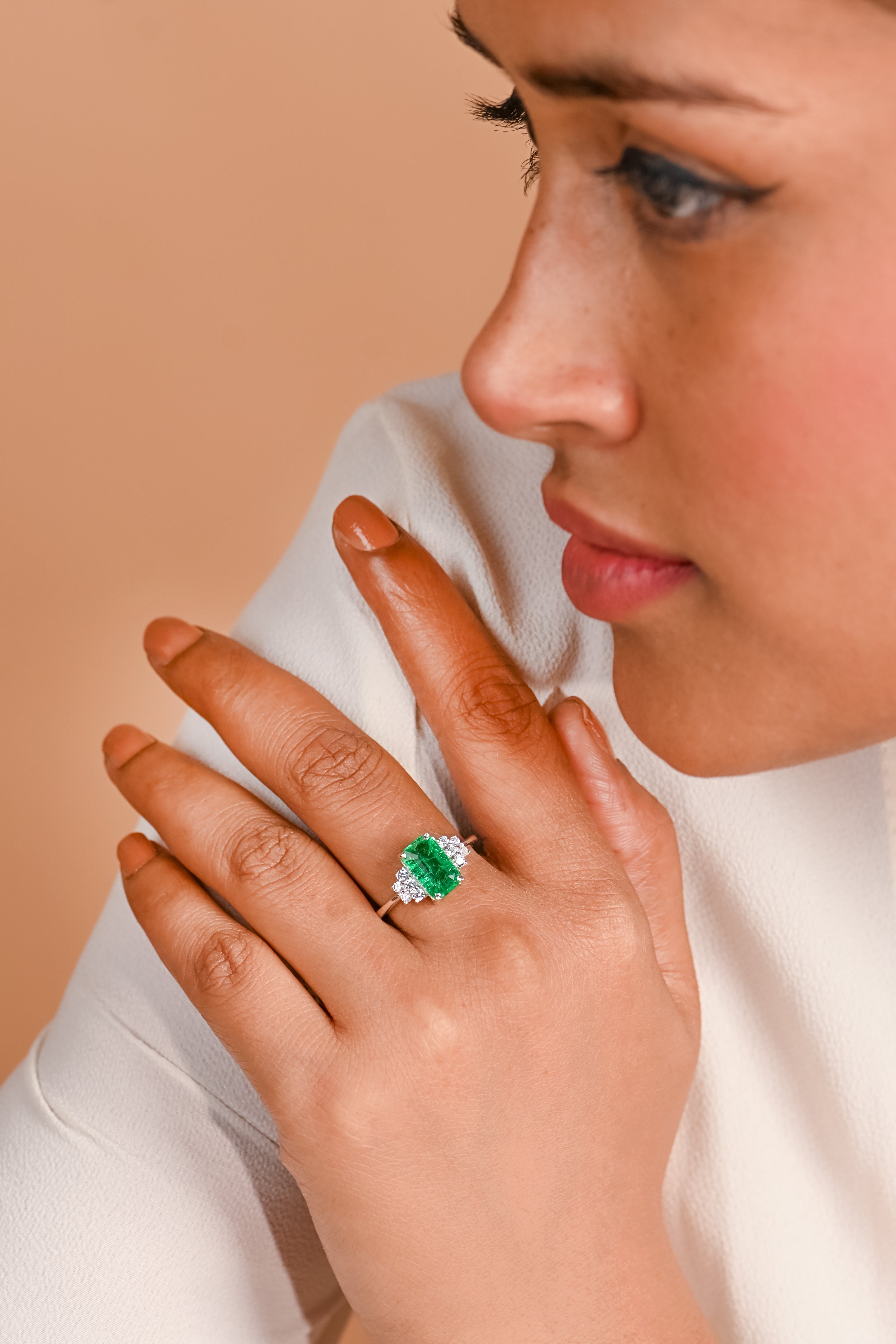 Elegant Emerald Cut Lab-Grown Diamond Ring in Sterling Silver for Timeless Luxury and Everyday Sparkling Elegance