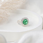 Elegant Cushion Cut Lab-Grown Emerald Ring in Sterling Silver for Timeless Luxury and Everyday Elegance
