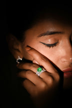 Elegant Cushion Cut Lab-Grown Emerald Ring in Sterling Silver for Timeless Luxury and Everyday Elegance