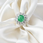 Elegant Lab-Grown Emerald Cushion Cut Engagement Ring for Her in Timeless Luxury Sterling Silver