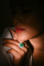 Elegant Lab-Grown Emerald Cushion Cut Engagement Ring for Her in Timeless Luxury Sterling Silver