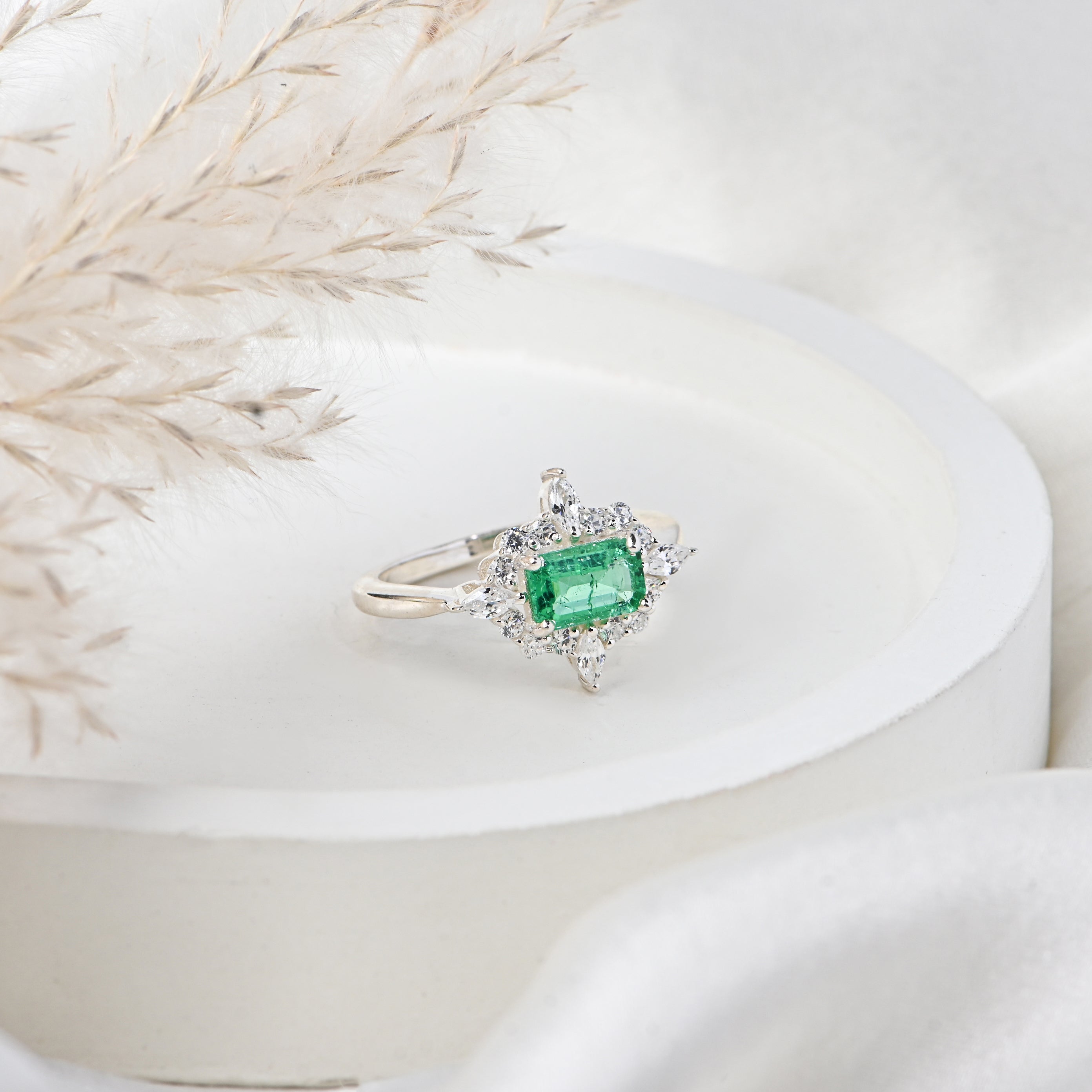 Elegant Emerald Cut Lab-Grown Stone Engagement Ring with Timeless Sparkle, Luxury Craftsmanship, and Romantic Sophisticated Beauty