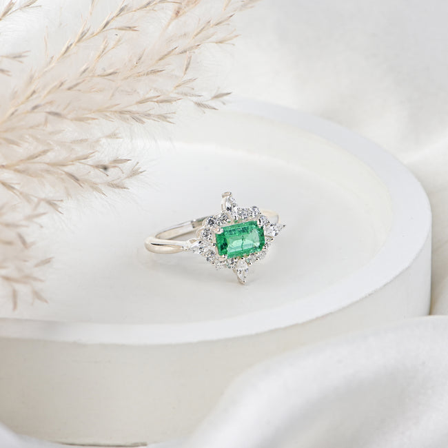 Elegant Emerald Cut Lab-Grown Stone Engagement Ring with Timeless Sparkle, Luxury Craftsmanship, and Romantic Sophisticated Beauty Hover Image