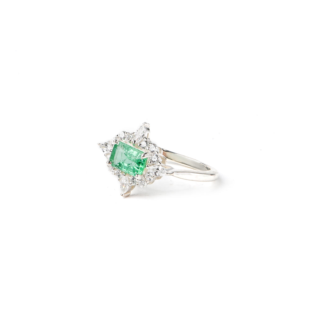Elegant Emerald Cut Lab-Grown Stone Engagement Ring with Timeless Sparkle, Luxury Craftsmanship, and Romantic Sophisticated Beauty