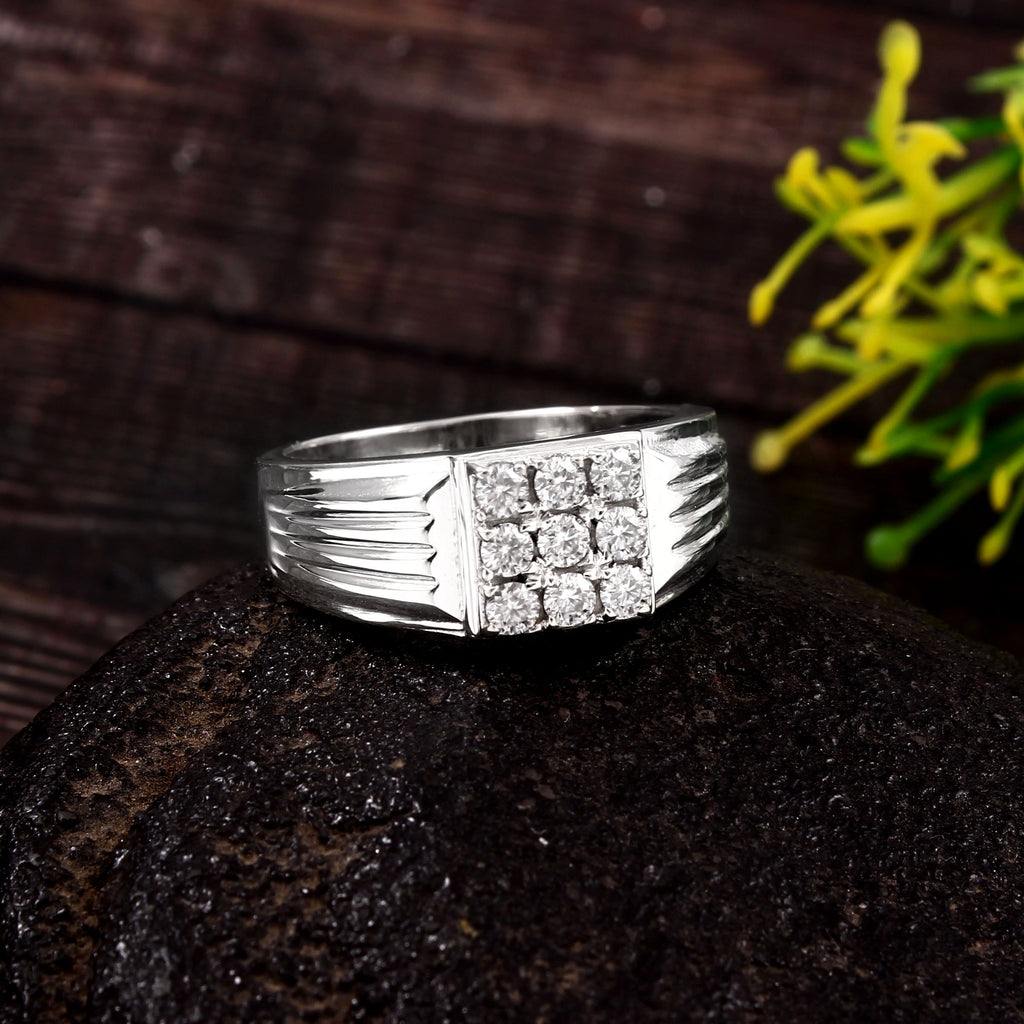 Bold 9 Stone Moissanite Men's Ring, Timeless Luxury Statement Band with Brilliant Sparkle