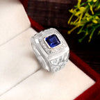 Bold Asscher Cut Kyanite Men's Ring, Timeless Statement Jewelry with Refined Elegance and Style